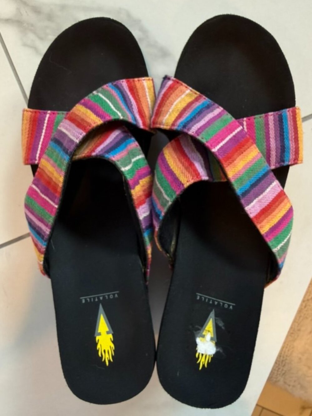 Rainbow Stripe Wedge Sandals